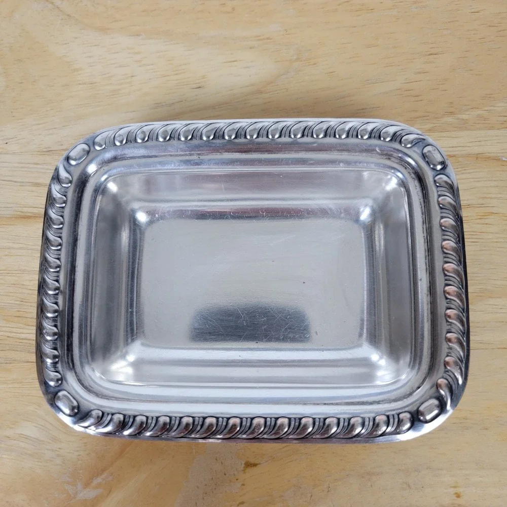 Vintage 1940s Canterbury Silverplate Trinket Tray Small Soap Dish Catchall